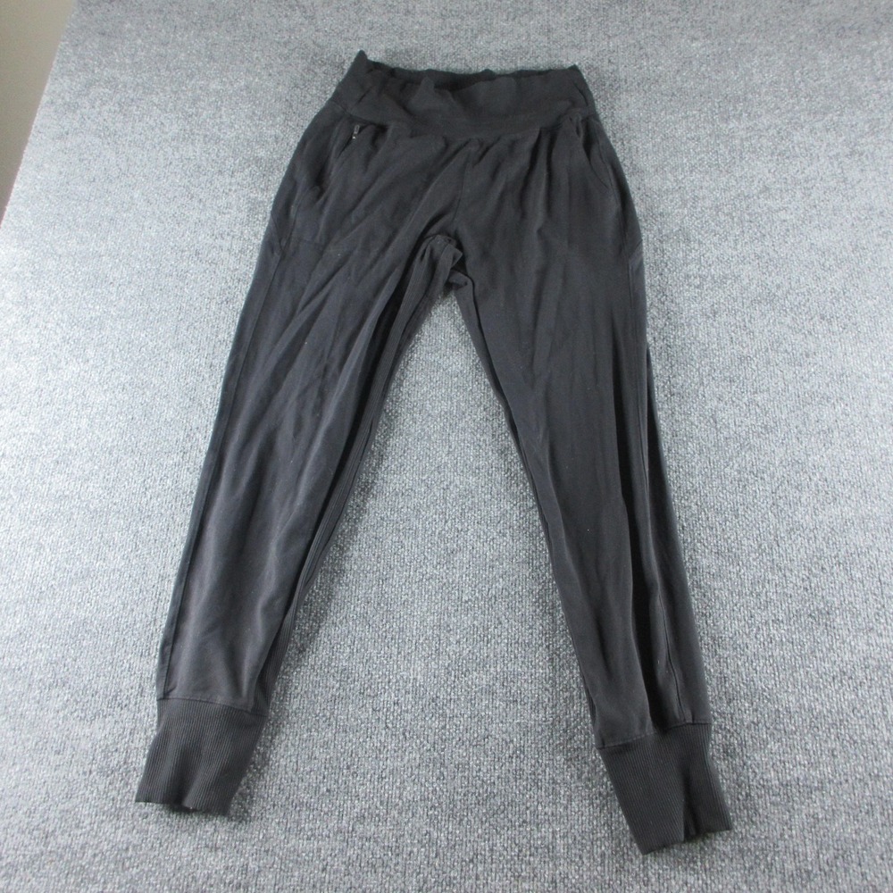 Athleta Venice Jogger Pants Womens XS Black Knit Elastic Waist Pockets Rib Cuff